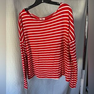 Old Navy Red and White Striped Long Sleeve Top